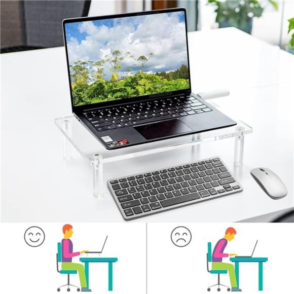 Acrylic Monitor Stand - 10mm Clear Platform - 14.5''(L) x 9''(W) x 3.4''(H) - Picture 6 of 7